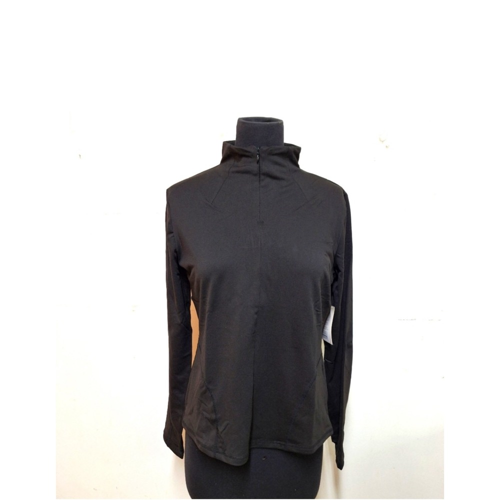 Shadow Sport Womens XL Black Quarter Zip Pullover Thumbhole Active Top - Picture 2 of 8